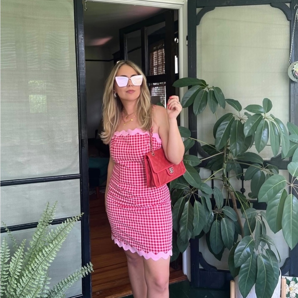 Olivia Rubin Ariana Gingham Mini Dress Ric Rac Trim